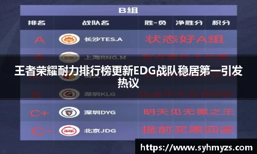王者荣耀耐力排行榜更新EDG战队稳居第一引发热议