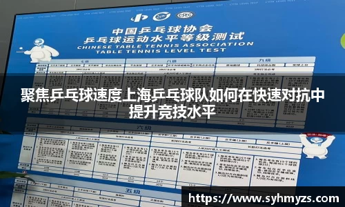 聚焦乒乓球速度上海乒乓球队如何在快速对抗中提升竞技水平
